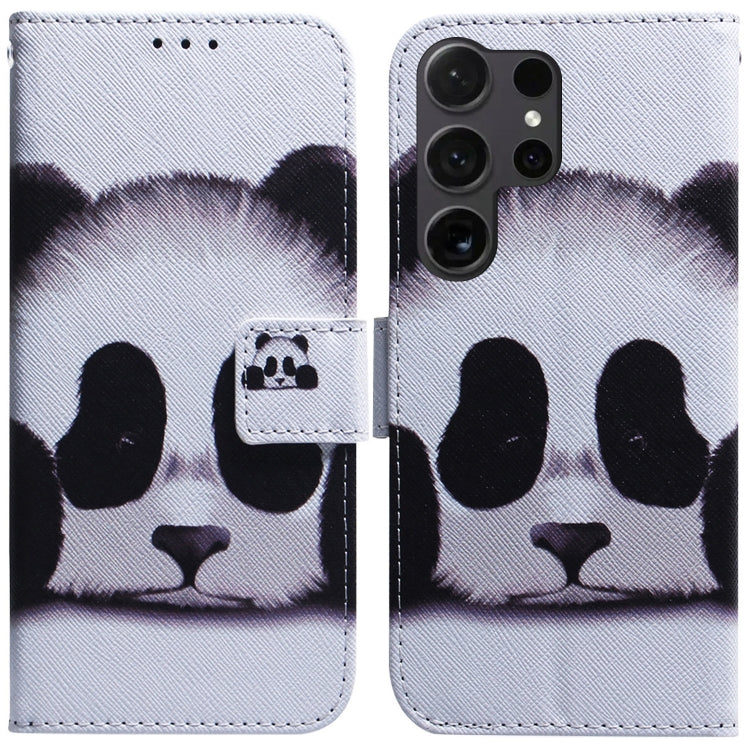 For Samsung Galaxy S25 Ultra 5G Coloured Drawing Flip Leather Phone Case(Panda)