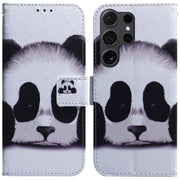 For Samsung Galaxy S25 Ultra 5G Coloured Drawing Flip Leather Phone Case(Panda)