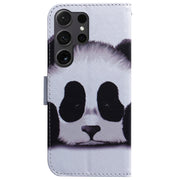 For Samsung Galaxy S25 Ultra 5G Coloured Drawing Flip Leather Phone Case(Panda)