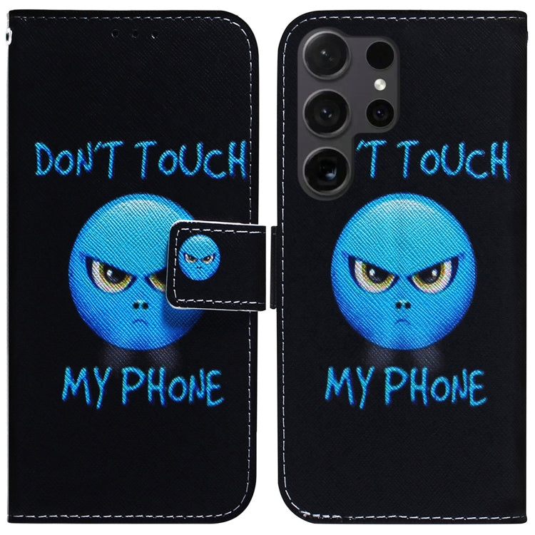 For Samsung Galaxy S25 Ultra 5G Coloured Drawing Flip Leather Phone Case(Anger)