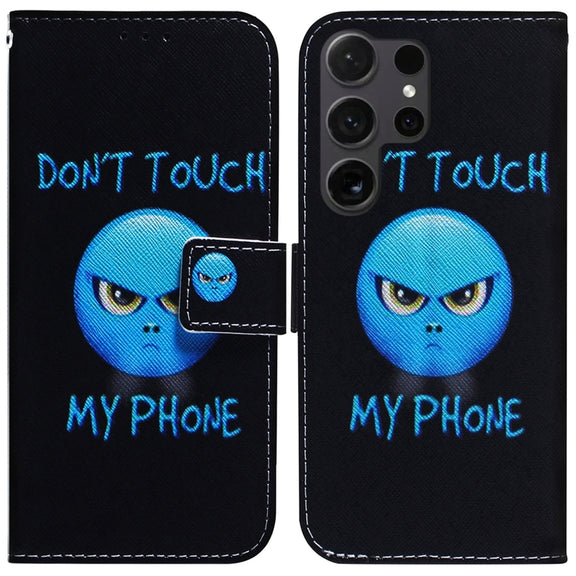 For Samsung Galaxy S25 Ultra 5G Coloured Drawing Flip Leather Phone Case(Anger)