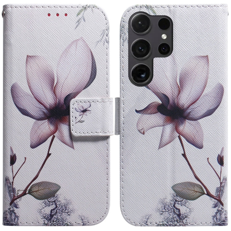 For Samsung Galaxy S25 Ultra 5G Coloured Drawing Flip Leather Phone Case(Magnolia)