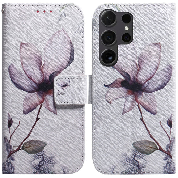 For Samsung Galaxy S25 Ultra 5G Coloured Drawing Flip Leather Phone Case(Magnolia)
