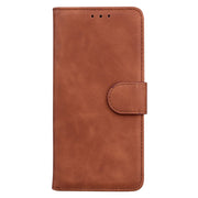 For Samsung Galaxy S25 5G Skin Feel Pure Color Flip Leather Phone Case(Brown)