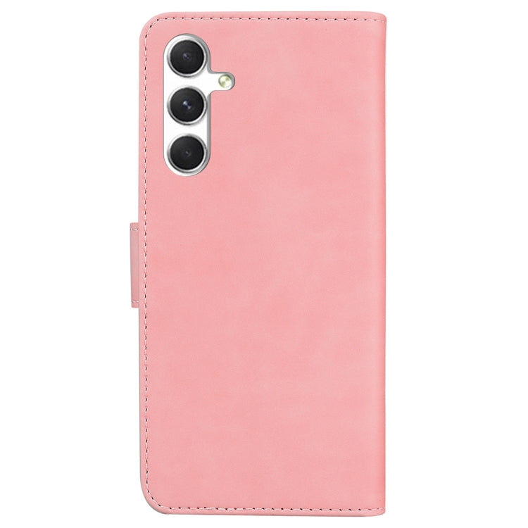 For Samsung Galaxy S25+ 5G Skin Feel Pure Color Flip Leather Phone Case(Pink)