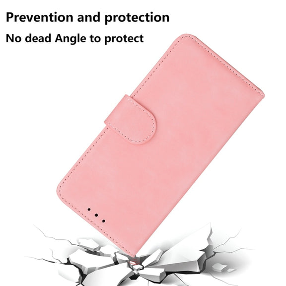 For Samsung Galaxy S25+ 5G Skin Feel Pure Color Flip Leather Phone Case(Pink)