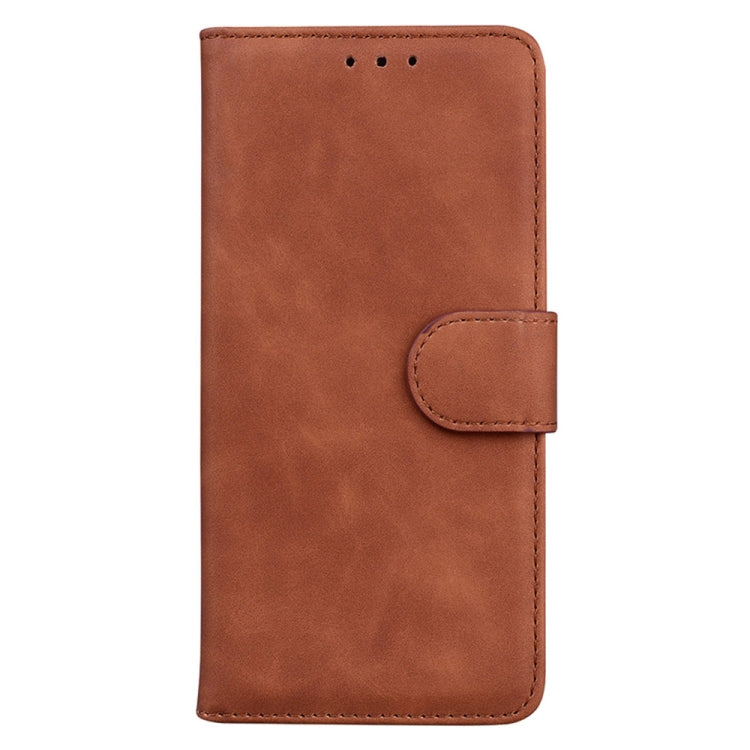 For Samsung Galaxy S25+ 5G Skin Feel Pure Color Flip Leather Phone Case(Brown)
