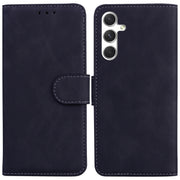 For Samsung Galaxy S25+ 5G Skin Feel Pure Color Flip Leather Phone Case(Black)