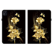 For itel Pad One 10.1 Crystal Texture Painted Leather Smart Tablet Case(Gold Butterfly Rose)