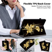 For itel Pad One 10.1 Crystal Texture Painted Leather Smart Tablet Case(Gold Butterfly Rose)