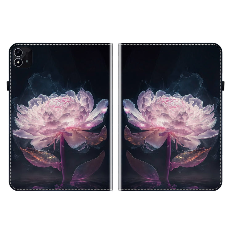 For itel Pad One 10.1 Crystal Texture Painted Leather Smart Tablet Case(Purple Peony)