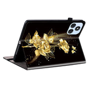 For itel VistaTab 30 Crystal Texture Painted Leather Smart Tablet Case(Gold Butterfly Rose)