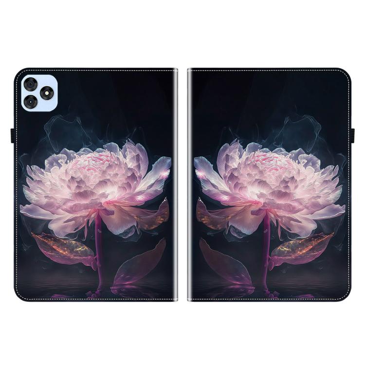For itel VistaTab 30 Crystal Texture Painted Leather Smart Tablet Case(Purple Peony)