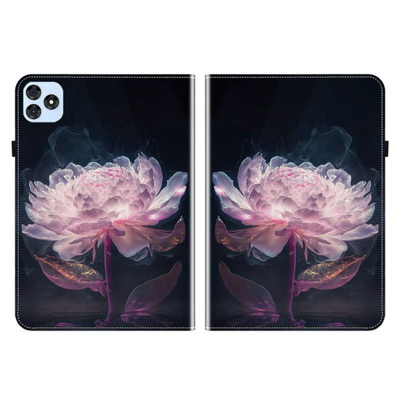 For itel VistaTab 30 Crystal Texture Painted Leather Smart Tablet Case(Purple Peony)