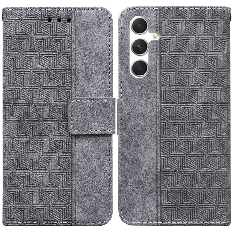 For Samsung Galaxy S25 5G Geometric Embossed Leather Phone Case(Grey)