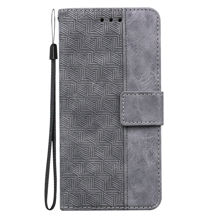 For Samsung Galaxy S25 5G Geometric Embossed Leather Phone Case(Grey)