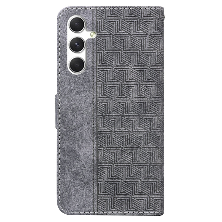 For Samsung Galaxy S25 5G Geometric Embossed Leather Phone Case(Grey)