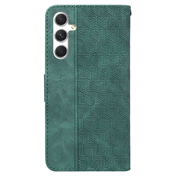 For Samsung Galaxy S25 5G Geometric Embossed Leather Phone Case(Green)