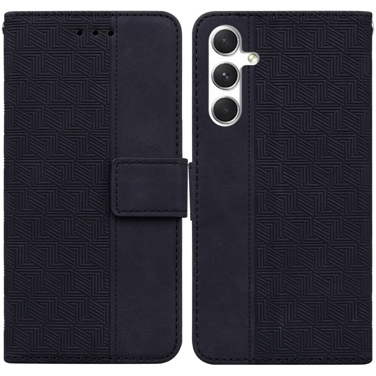 For Samsung Galaxy S25 5G Geometric Embossed Leather Phone Case(Black)