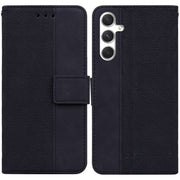 For Samsung Galaxy S25 5G Geometric Embossed Leather Phone Case(Black)