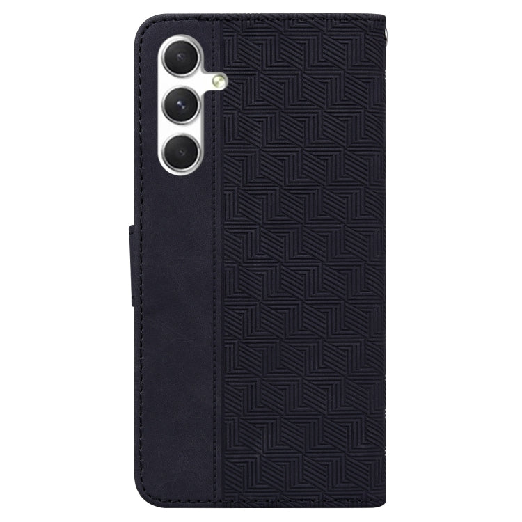 For Samsung Galaxy S25 5G Geometric Embossed Leather Phone Case(Black)
