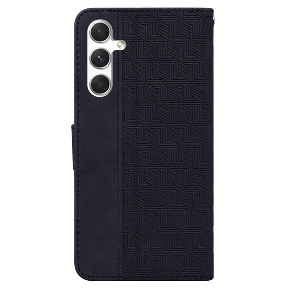 For Samsung Galaxy S25 5G Geometric Embossed Leather Phone Case(Black)