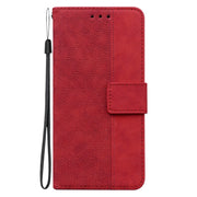 For Samsung Galaxy S25 5G Geometric Embossed Leather Phone Case(Red)