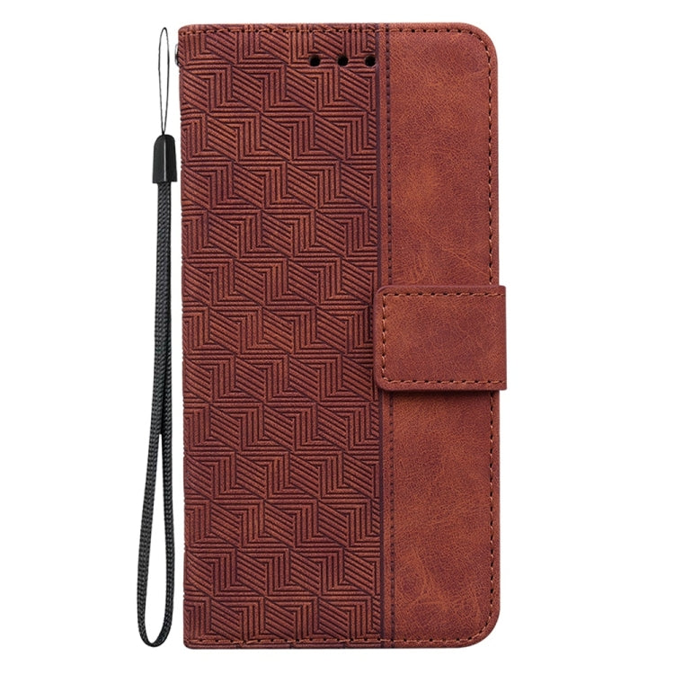 For Samsung Galaxy S25+ 5G Geometric Embossed Leather Phone Case(Brown)