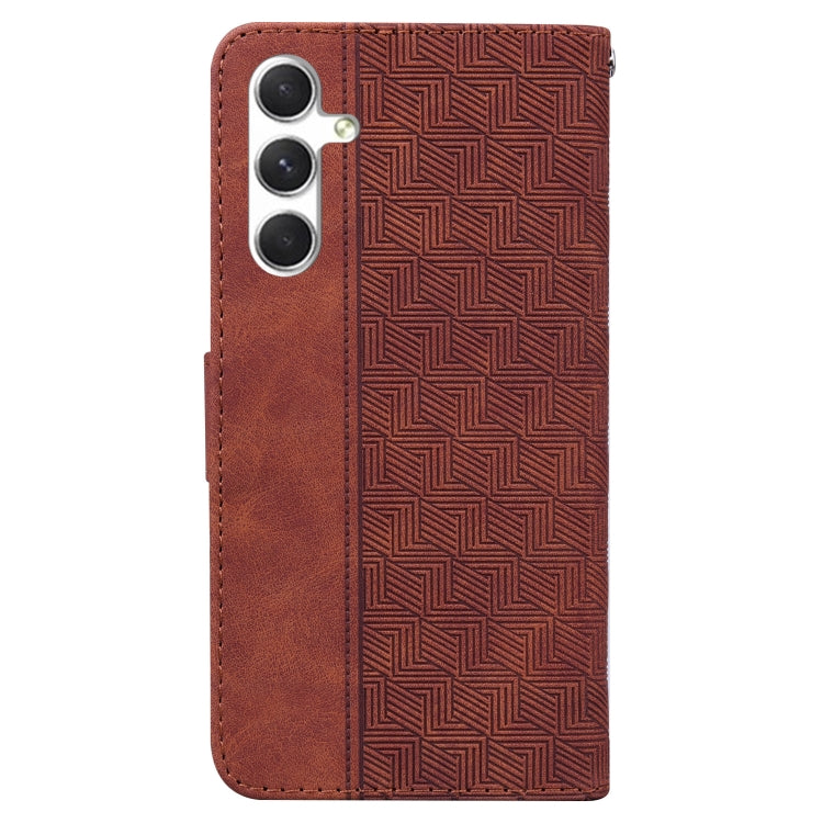 For Samsung Galaxy S25+ 5G Geometric Embossed Leather Phone Case(Brown)