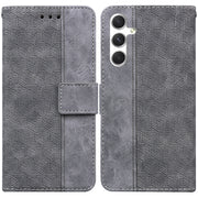 For Samsung Galaxy S25+ 5G Geometric Embossed Leather Phone Case(Grey)