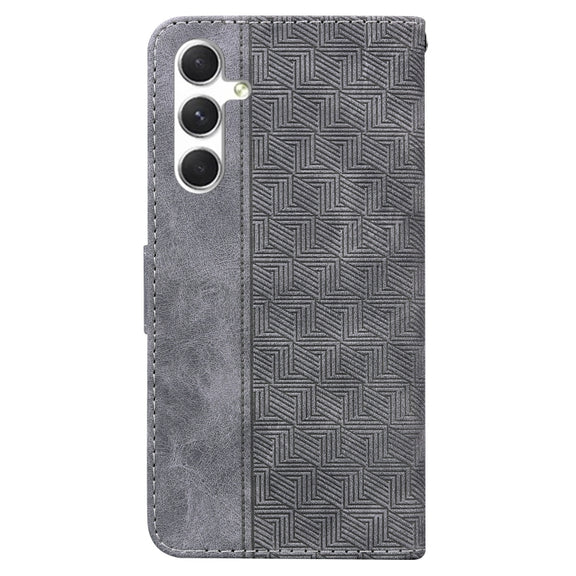 For Samsung Galaxy S25+ 5G Geometric Embossed Leather Phone Case(Grey)
