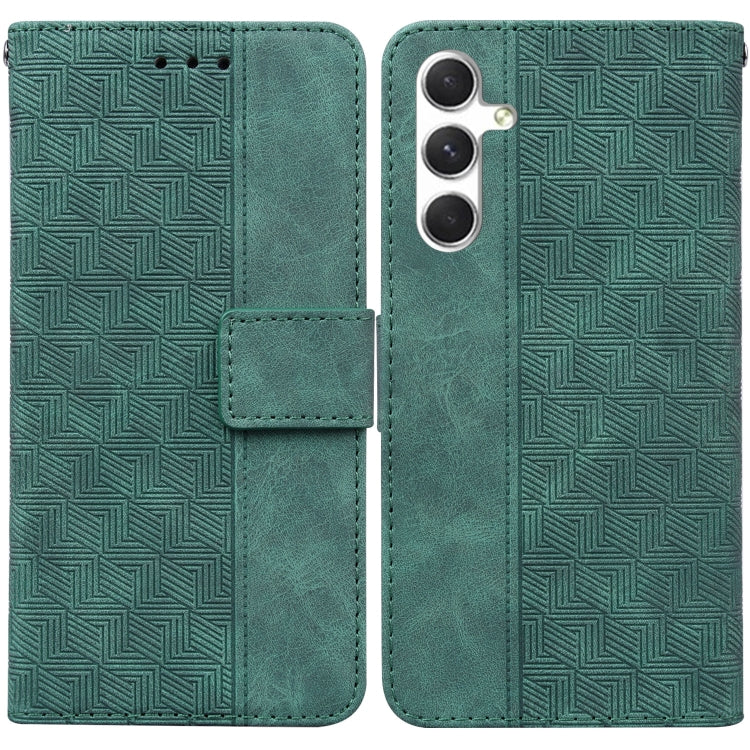 For Samsung Galaxy S25+ 5G Geometric Embossed Leather Phone Case(Green)