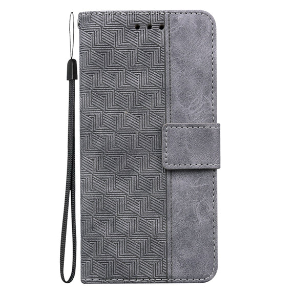 For Samsung Galaxy S25 Ultra 5G Geometric Embossed Leather Phone Case(Grey)