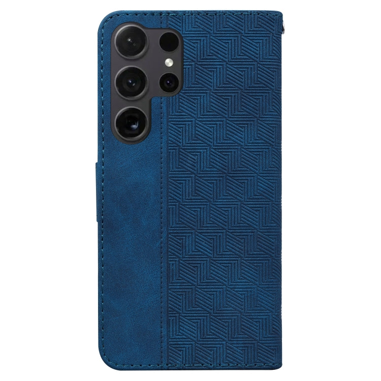 For Samsung Galaxy S25 Ultra 5G Geometric Embossed Leather Phone Case(Blue)