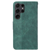 For Samsung Galaxy S25 Ultra 5G Geometric Embossed Leather Phone Case(Green)