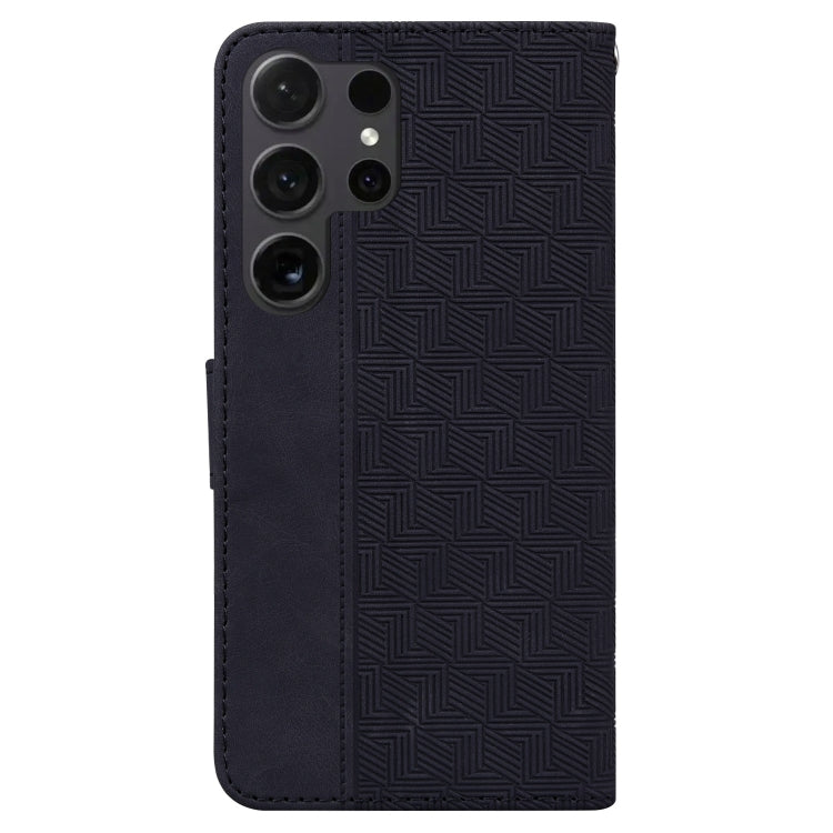 For Samsung Galaxy S25 Ultra 5G Geometric Embossed Leather Phone Case(Black)