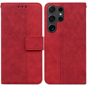 For Samsung Galaxy S25 Ultra 5G Geometric Embossed Leather Phone Case(Red)
