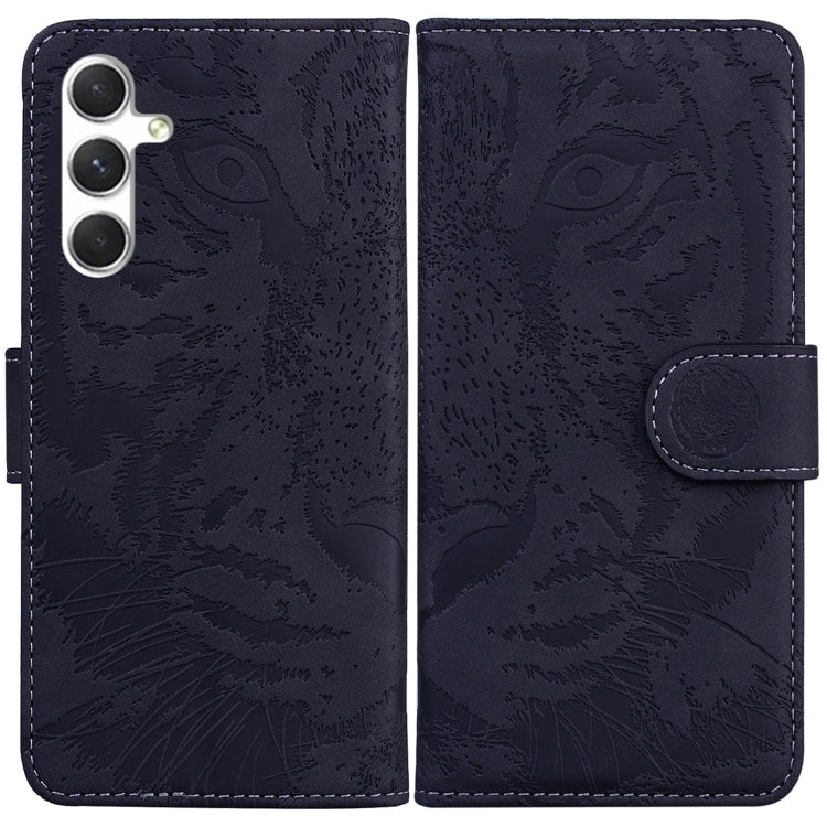 For Samsung Galaxy S25 5G Tiger Embossing Pattern Flip Leather Phone Case(Black)