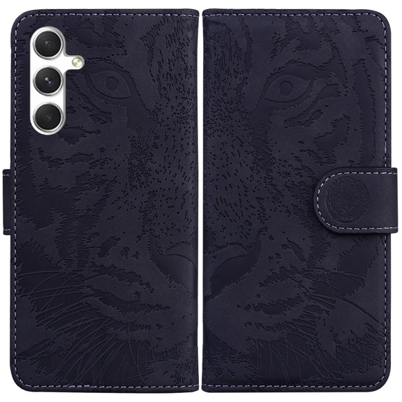 For Samsung Galaxy S25 5G Tiger Embossing Pattern Flip Leather Phone Case(Black)