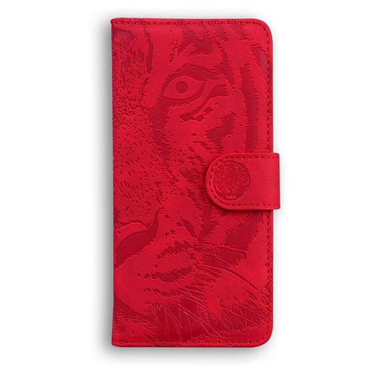 For Samsung Galaxy S25 5G Tiger Embossing Pattern Flip Leather Phone Case(Red)