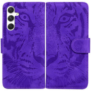 For Samsung Galaxy S25 5G Tiger Embossing Pattern Flip Leather Phone Case(Purple)