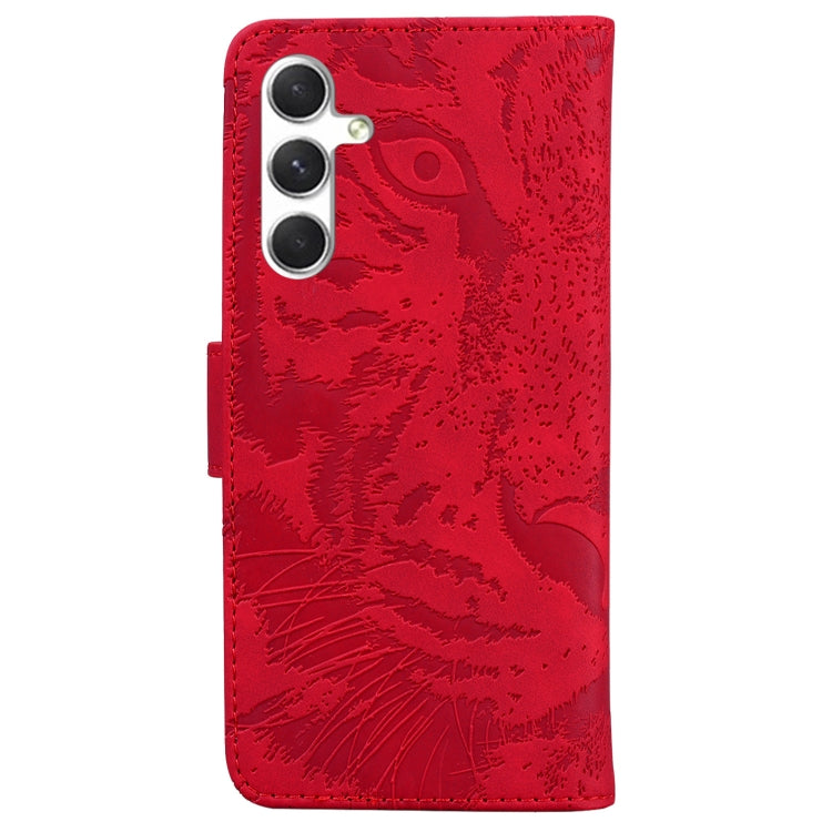 For Samsung Galaxy S25+ 5G Tiger Embossing Pattern Flip Leather Phone Case(Red)
