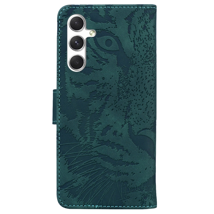 For Samsung Galaxy S25+ 5G Tiger Embossing Pattern Flip Leather Phone Case(Green)