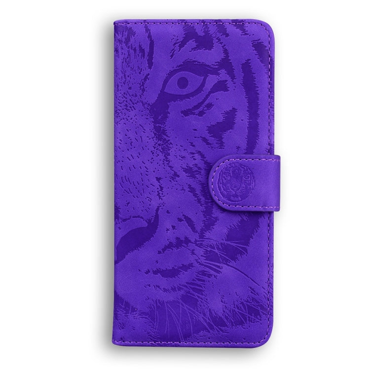 For Samsung Galaxy S25+ 5G Tiger Embossing Pattern Flip Leather Phone Case(Purple)