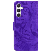 For Samsung Galaxy S25+ 5G Tiger Embossing Pattern Flip Leather Phone Case(Purple)