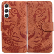 For Samsung Galaxy S25+ 5G Tiger Embossing Pattern Flip Leather Phone Case(Brown)
