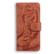 For Samsung Galaxy S25+ 5G Tiger Embossing Pattern Flip Leather Phone Case(Brown)
