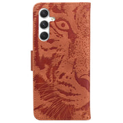 For Samsung Galaxy S25+ 5G Tiger Embossing Pattern Flip Leather Phone Case(Brown)