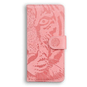 For Samsung Galaxy S25+ 5G Tiger Embossing Pattern Flip Leather Phone Case(Pink)