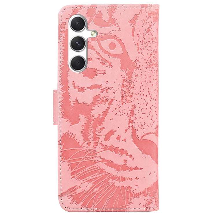 For Samsung Galaxy S25+ 5G Tiger Embossing Pattern Flip Leather Phone Case(Pink)
